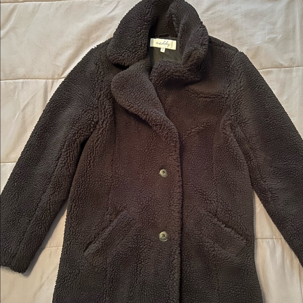 Like NEW Small Sherpa like black jacket. Sebby.